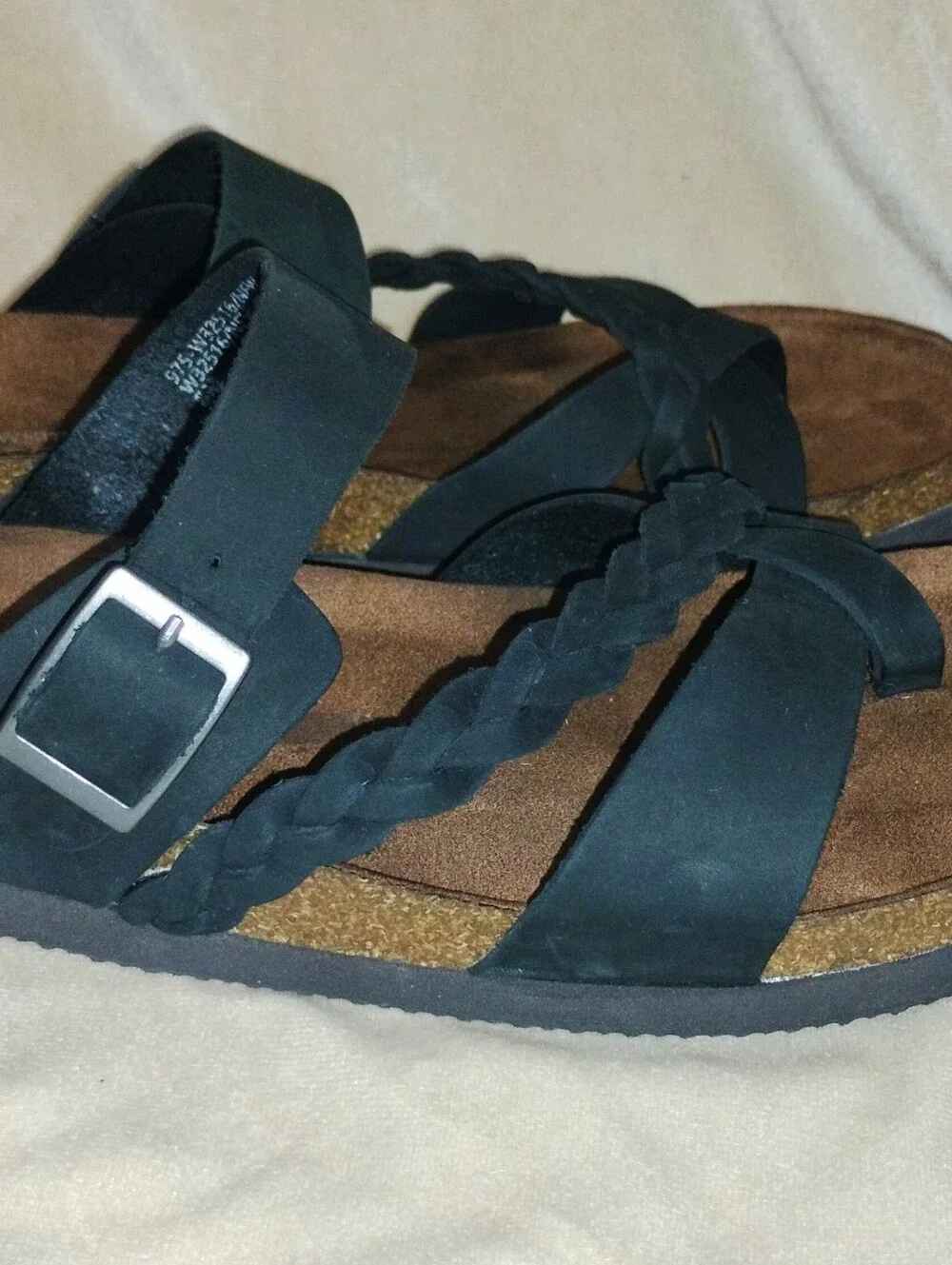 NWOT! White Mountain Footbeds New Hazy Black Leather Slide Sandal. Size 8 - Picture 3 of 7